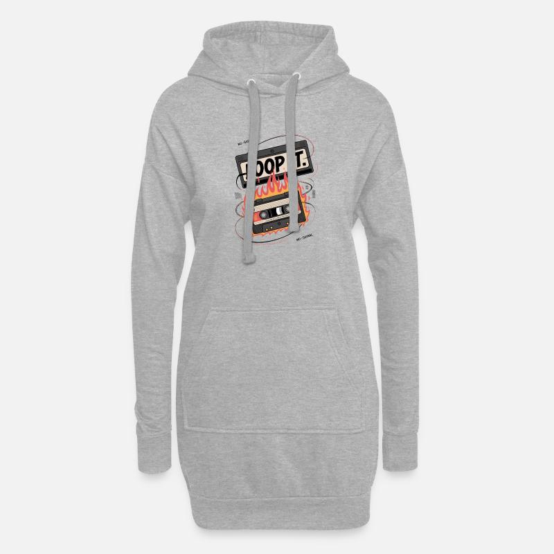 Loop It Flames Cassette - Hoodie Dress - heather grey