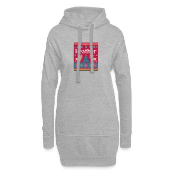 Festlicher Name Heather Hässlicher Weihnachtsstil, Weihnachten - Hoodie-Kleid - Grau meliert - Vorne