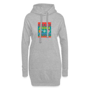 Festlicher Name Jessica Hässlicher Weihnachtsstil, Weihnachten - Hoodie-Kleid - Grau meliert - Vorne