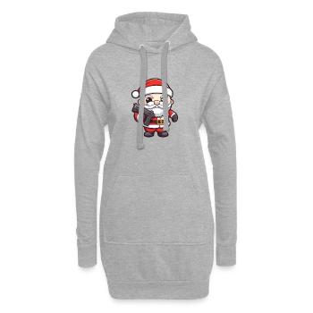 Weihnachtsmann Pistole Comic Weihnachten - Hoodie-Kleid - Grau meliert - Vorne