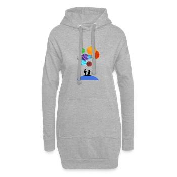 Astronaut hält Planetenballons Kosmische Reise T - Hoodie-Kleid - Grau meliert - Vorne