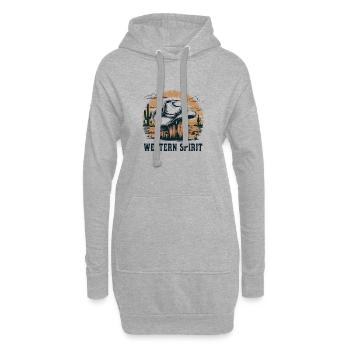 Western Spirit – Vintage Cowboy - Sweat-shirt à capuche long Femme - gris chiné - Devant