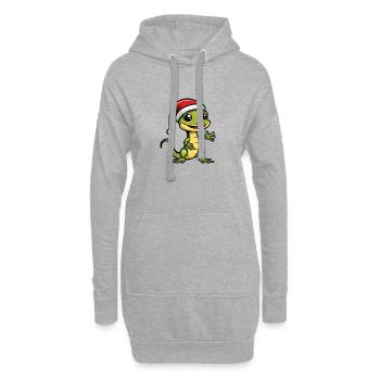 Lézard Gecko de Noël - Sweat-shirt à capuche long Femme - gris chiné - Devant