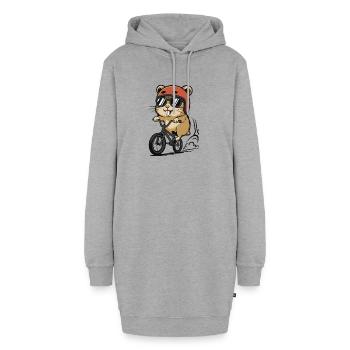 Hamster Rollerbike mit Helm - Hoodie-Kleid - Grau meliert - Vorne