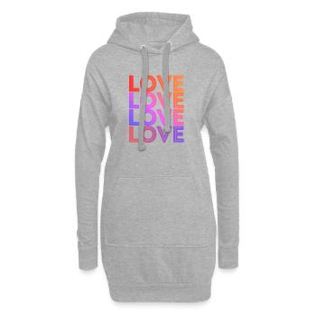 LOVE Liebe Text Schrift Design Farbverlauf Typo - Hoodie-Kleid - Grau meliert - Vorne