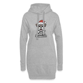 Santa Schnauzer, Hund, Geschenk zum Weihnachtsfest - Hoodie-Kleid - Grau meliert - Vorne