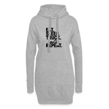 Manger. Dormir. Camion. Répéter. - Sweat-shirt à capuche long Femme - gris chiné - Devant