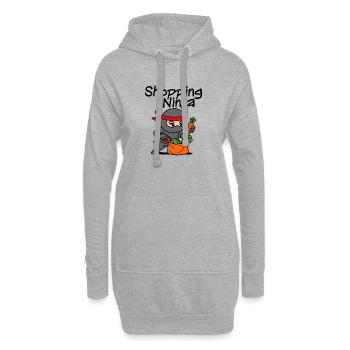 Shopping Ninja – Motif ninja amusant pour faire du shopping - Sweat-shirt à capuche long Femme - gris chiné - Devant
