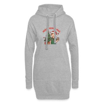 Dessin animé de l’infirmière de Noël avec sapin - Sweat-shirt à capuche long Femme - gris chiné - Devant