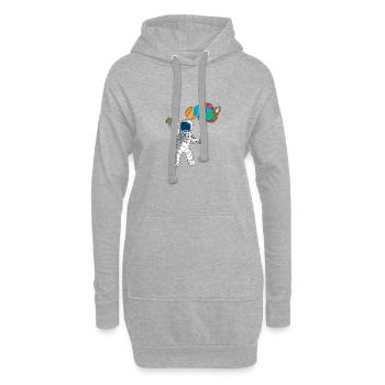 Astronaut 4. Geburtstag Weltraumplaneten-Kinderdesign - Hoodie-Kleid - Grau meliert - Vorne