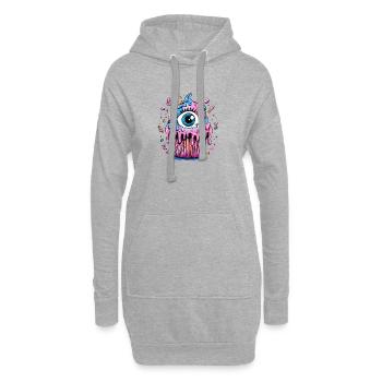 Auge im Neon Cupcake Farbexplosion - Hoodie-Kleid - Grau meliert - Vorne