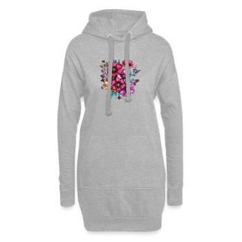 Lebendige Blütenpracht – Farbenzauber - Hoodie-Kleid - Grau meliert - Vorne