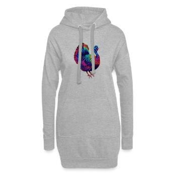 Dinde Poules Oiseaux Dinde - Sweat-shirt à capuche long Femme - gris chiné - Devant