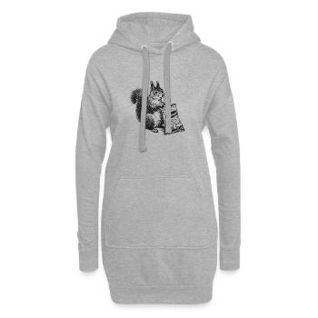 Écureuil avec des chips - Sweat-shirt à capuche long Femme - gris chiné - Devant