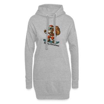 Santa Snowboard Merry Christmas - Hoodie-Kleid - Grau meliert - Vorne