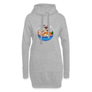 Chat siamois de Kawaii Ramen Nouilles japonais Gourmet Gi - Sweat-shirt à capuche long Femme - gris chiné - Devant