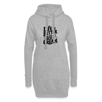 Das Leben ist besser mit Sahne - Hoodie-Kleid - Grau meliert - Vorne