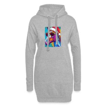 Pferd Weihnachten Porträt - Hoodie-Kleid - Grau meliert - Vorne