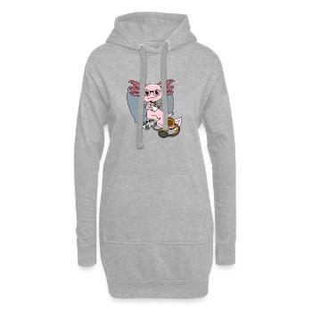 Mignon Axolotl Gamer Ramen Nouilles, Propriétaire d’animaux Geek - Sweat-shirt à capuche long Femme - gris chiné - Devant