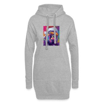 Portrait de Noël du Gorille - Sweat-shirt à capuche long Femme - gris chiné - Devant