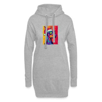 Dobermann Hund Weihnachten Porträt - Hoodie-Kleid - Grau meliert - Vorne