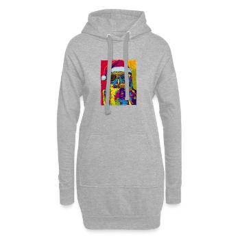 Portrait de Noël de la chouette - Sweat-shirt à capuche long Femme - gris chiné - Devant