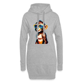 Kunterbunter Affe mit Retro-Sonnenbrille - Hoodie-Kleid - Grau meliert - Vorne