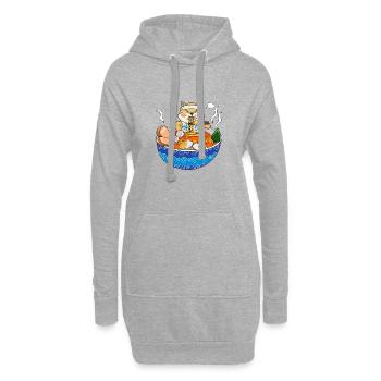 Kawaii Anime Shiba Inu Ramen Nouilles japonais G - Sweat-shirt à capuche long Femme - gris chiné - Devant