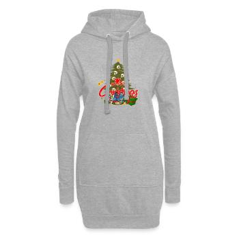 Noël du Crâne et cadeaux - Sweat-shirt à capuche long Femme - gris chiné - Devant