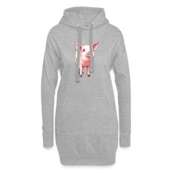 Portrait du cochon rose - Sweat-shirt à capuche long Femme - gris chiné - Devant