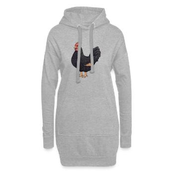 Illustration du Coq Noir - Sweat-shirt à capuche long Femme - gris chiné - Devant