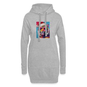 Portrait de Noël du tigre - Sweat-shirt à capuche long Femme - gris chiné - Devant