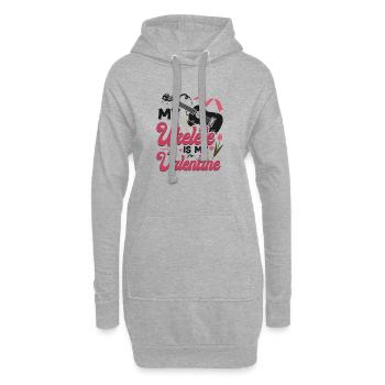 Valentines ukulélé hawaïen - Sweat-shirt à capuche long Femme - gris chiné - Devant