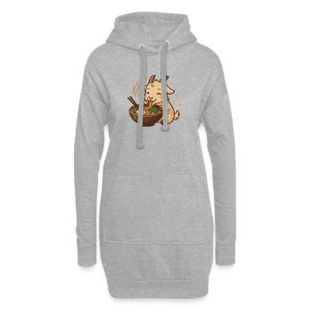 Chèvre aux nouilles, ramen, kawaii chèvre - Sweat-shirt à capuche long Femme - gris chiné - Devant