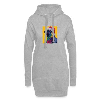Portrait de Noël du Perroquet - Sweat-shirt à capuche long Femme - gris chiné - Devant