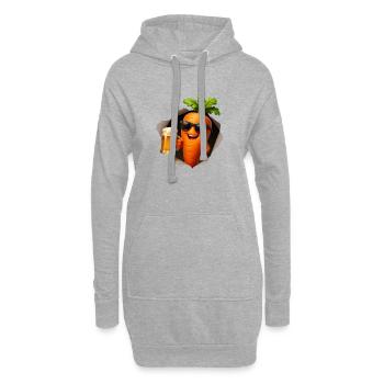 Kernkarotte mit Bier und Sonnenbrille - Hoodie-Kleid - Grau meliert - Vorne