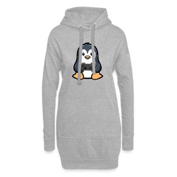 Gamer Penguin - Sweat-shirt à capuche long Femme - gris chiné - Devant