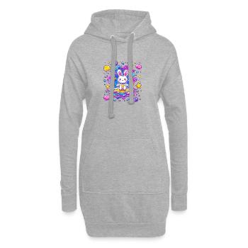 Galaktischer Hase im Sternenmeer - Hoodie-Kleid - Grau meliert - Vorne