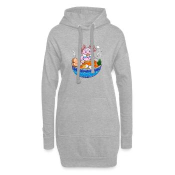 Mignonne Axolotl Ramen Kawaii Nouilles japonaises Animal de compagnie - Sweat-shirt à capuche long Femme - gris chiné - Devant