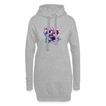 Purpurblaue Blumenbouquet - Hoodie-Kleid - Grau meliert - Vorne