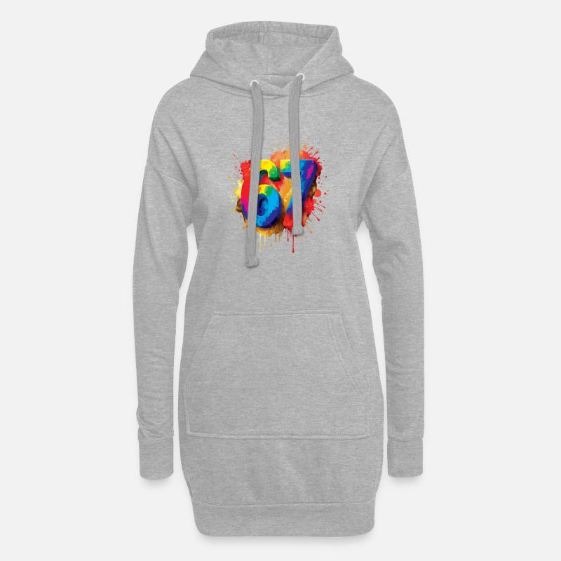 Nummer 67 Splash Colorful Design Nummer - Hoodie-Kleid - Grau meliert