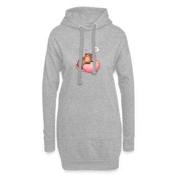 Schlafendes Capybara – Cozy Herzmotiv - Hoodie-Kleid - Grau meliert - Vorne