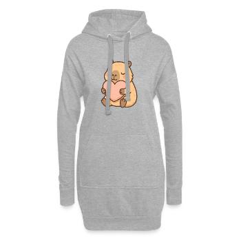 Capybara avec oreiller en forme de cœur – Motif doux-douillet - Sweat-shirt à capuche long Femme - gris chiné - Devant