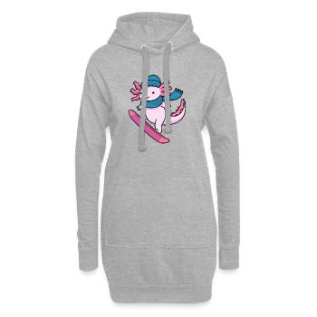 Kawaii Axolotl Snowboard Winter Sport - Hoodie-Kleid - Grau meliert - Vorne
