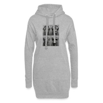 Rind Highland Cow Viergesichter Collage - Hoodie-Kleid - Grau meliert - Vorne