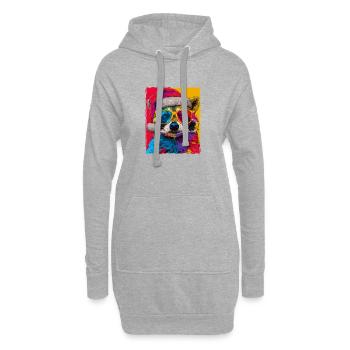 Waschbär Weihnachten Porträt - Hoodie-Kleid - Grau meliert - Vorne