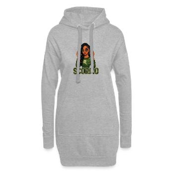 Reine Scorpion – Pouvoir zodiacal Afro Girl Loc’d - Sweat-shirt à capuche long Femme - gris chiné - Devant