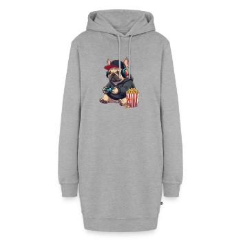 Chien joueur bouledogue français avec du pop-corn - Sweat-shirt à capuche long Femme - gris chiné - Devant