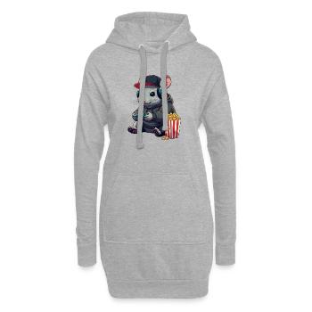 Chinchilla Gamer avec du pop-corn - Sweat-shirt à capuche long Femme - gris chiné - Devant