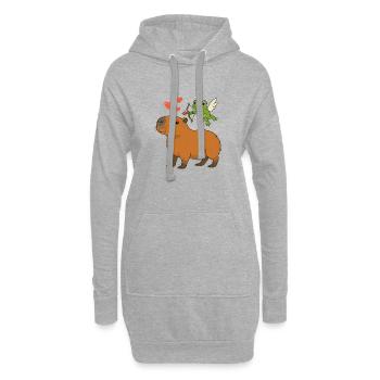 Capybara & Amor-Frosch – Lustiges Valentinsmotiv - Hoodie-Kleid - Grau meliert - Vorne
